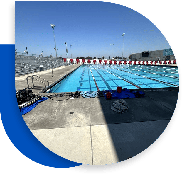 Pool repair specialist at work