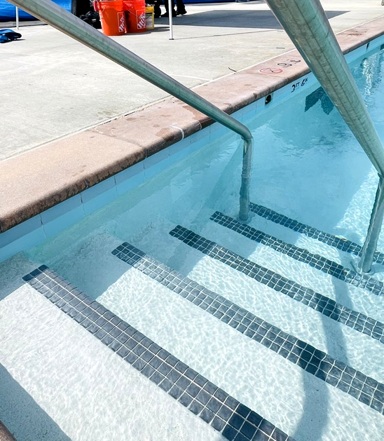 Pool after repair with a restored surface